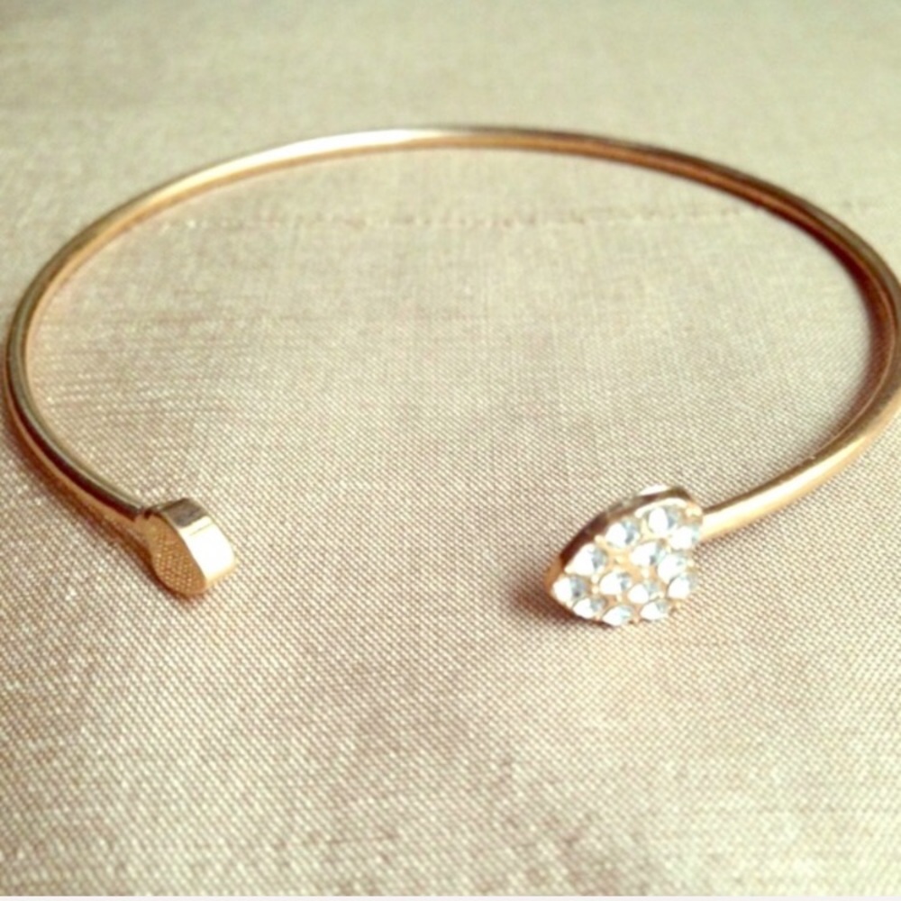 Gold Bracelet • pavé crystal heart